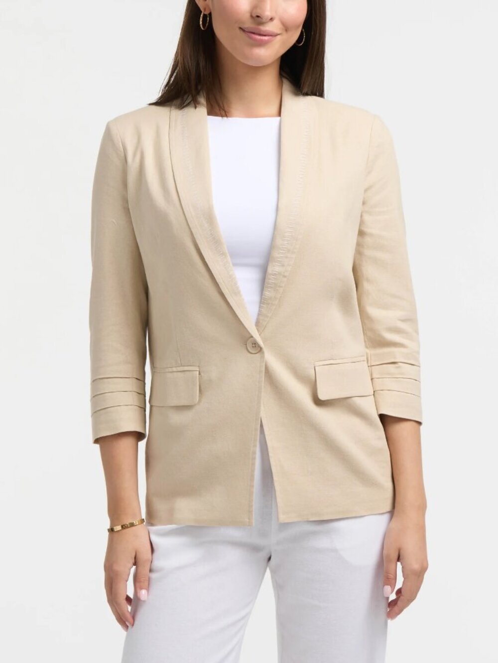 NWT New $179 Ellen Tracy Tailored Linen-Blend Blazer Size XS